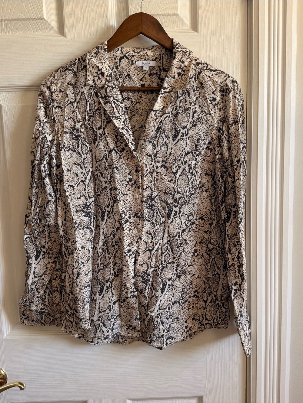 Rails Rebel Silk Blouse in Ivory Snakeskin 🐍